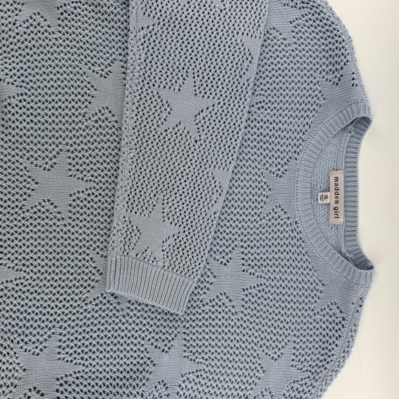 Madden Girl Womens Knit Sweater XL Blue Star Cutout Long Sleeve Casual Top - Picture 5 of 8